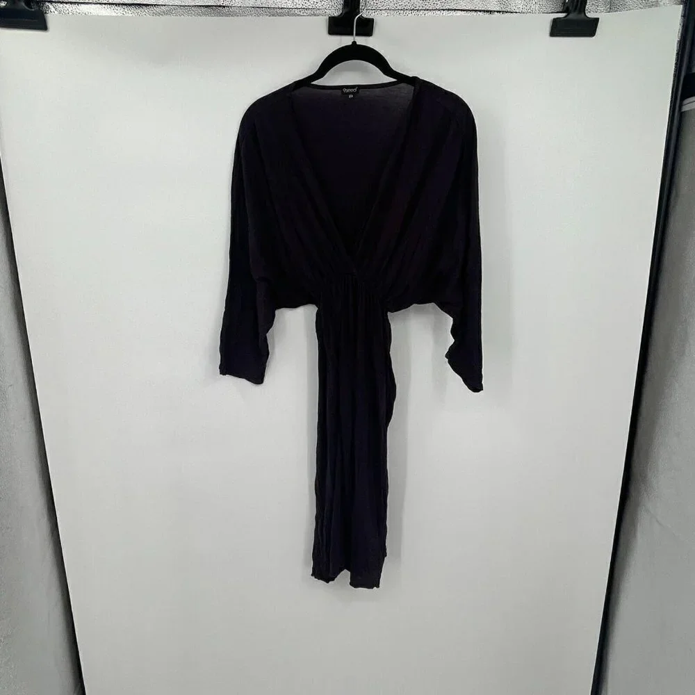 9Seed Womens Dress Small V Neck Purple Stretch Pullover Batwing Kimono Knit USA